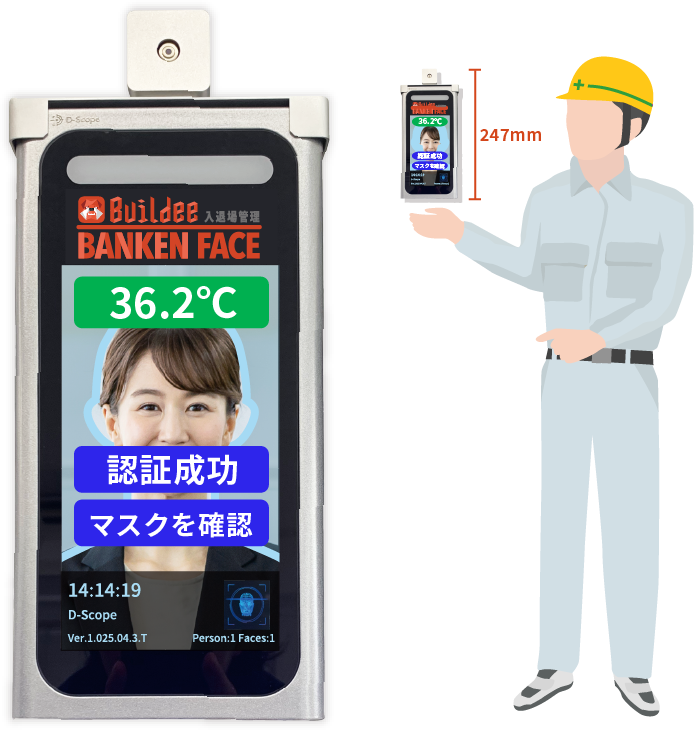 AI顔認証・体表面温度の測定機能
