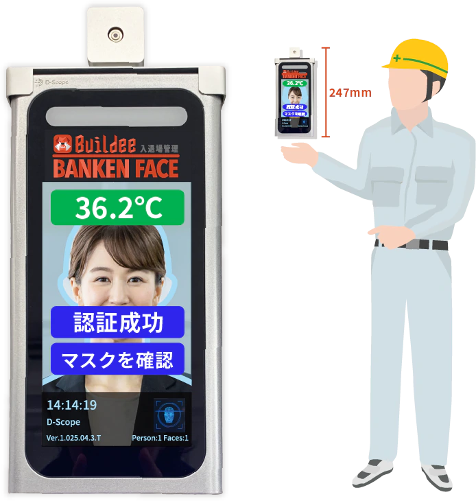AI顔認証・体表面温度の測定機能